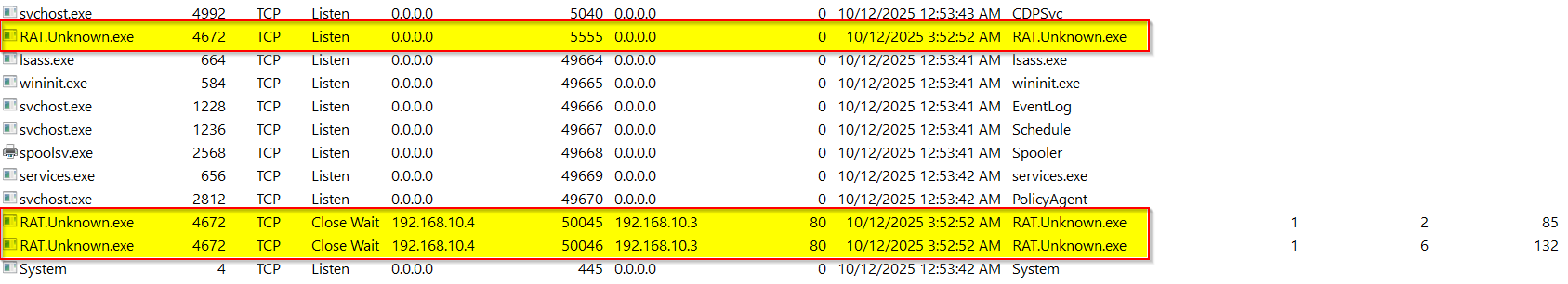 Backdoor network listener